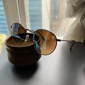 Ray Ban round blue reflective sunglasses